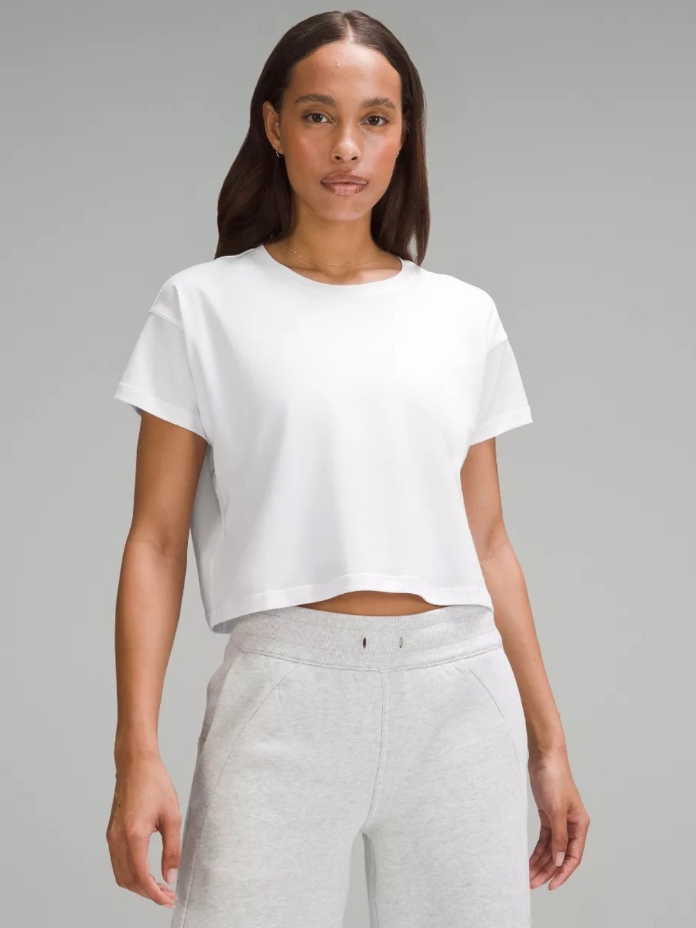 Lululemon White Cropped Crewneck Top - Women's